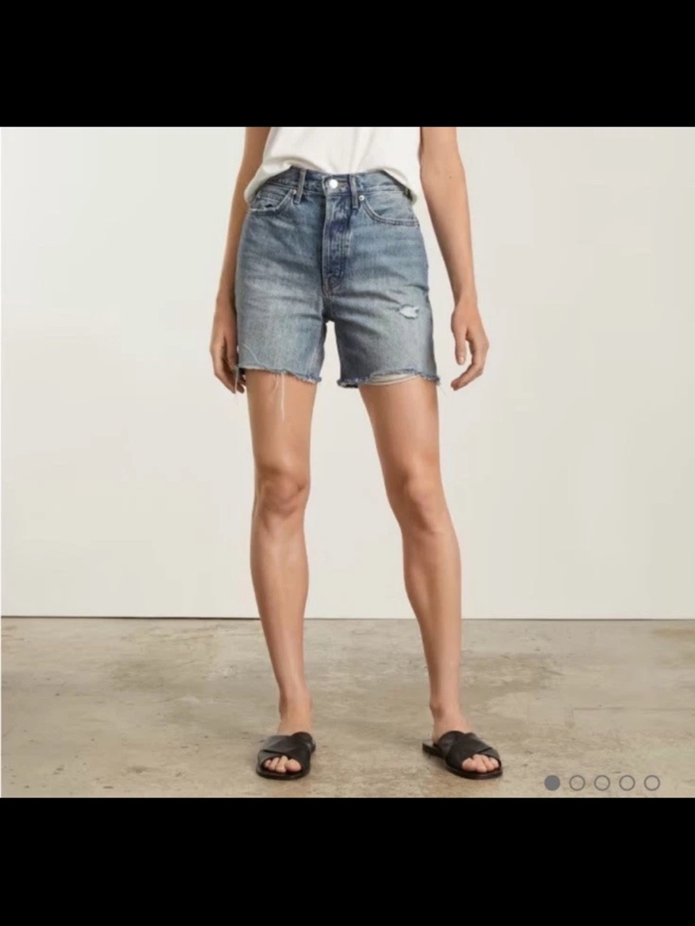 Everlane Women’s The Denim Short 100% Organic Cotton Distressed Blue Long 29 - Picture 7 of 9